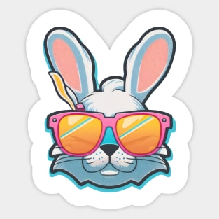 bunny face with sunglasses easter day Sticker